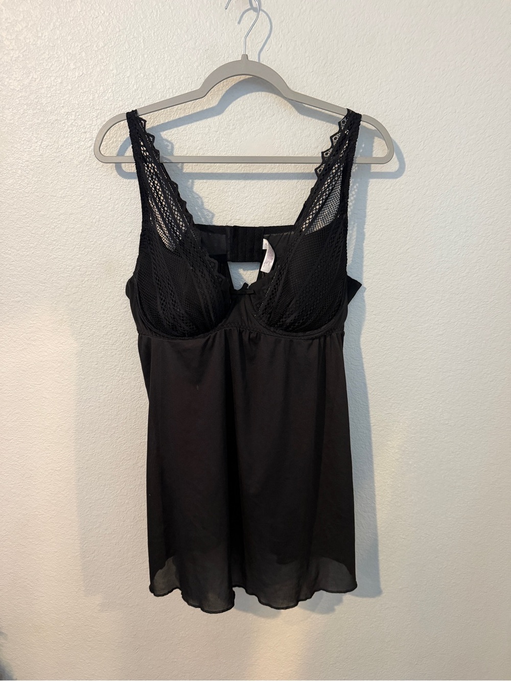 Cacique Black Lace-Trim Babydoll Chemise